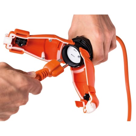 Easylife Tech Extension Cord, 14 AWG, Indoor/Outdoor, 5-15R, Black/Orange, 5-15P, 50 ft 2997